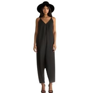 Spaghetti Strap Black Loose Fit Jumpsuit Size L